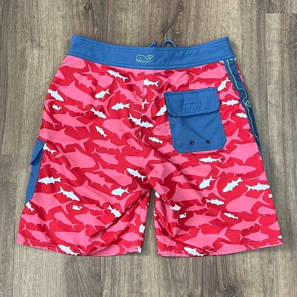 VINEYARD VINES Red Shark Board Shorts Swim Trunks Sz 28 - Picture 7 of 10